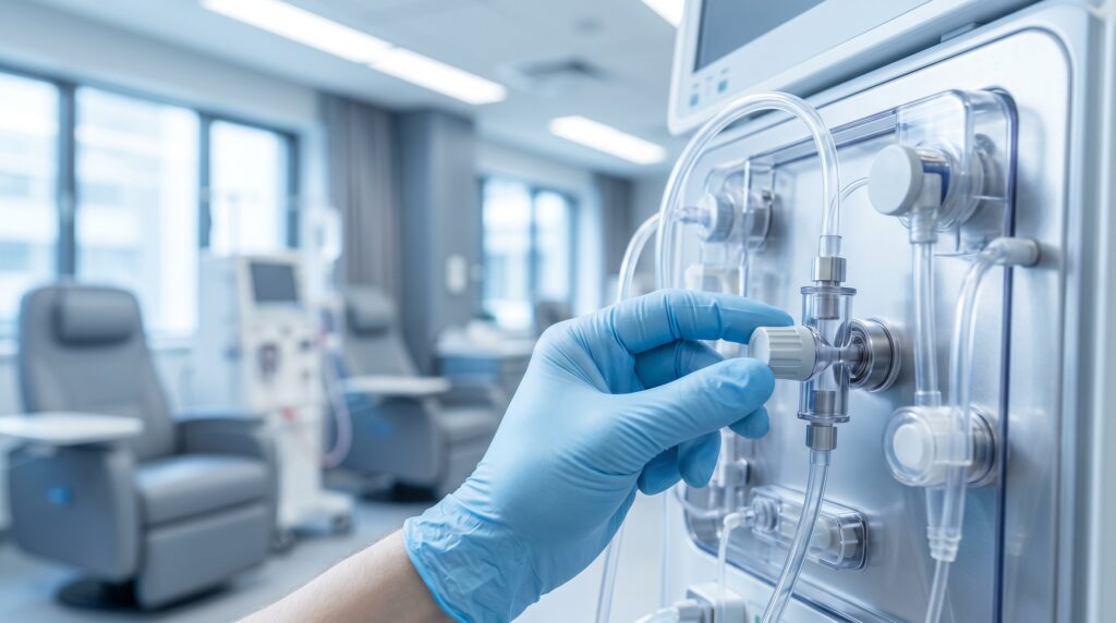 Contrôle de la qualité des eaux hospitalières dans un établissement de santé.